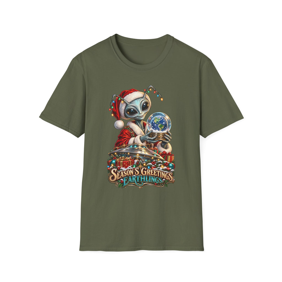 Christmas Alien T-Shirt | Season’s Greetings Earthlings Holiday Tee