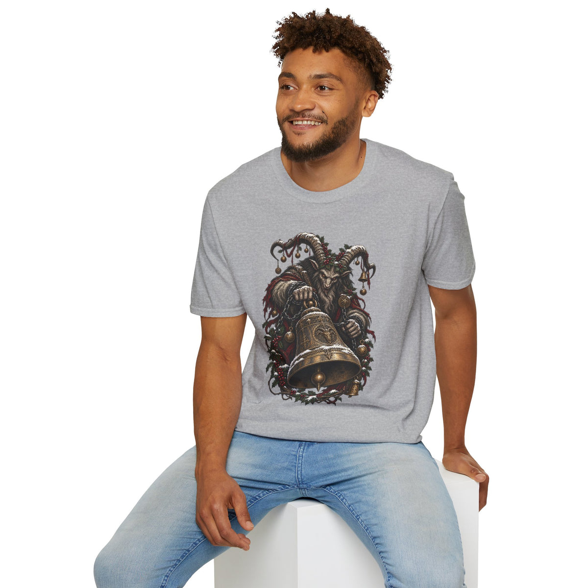 Krampus with Bell | Dark Christmas Demon T-Shirt