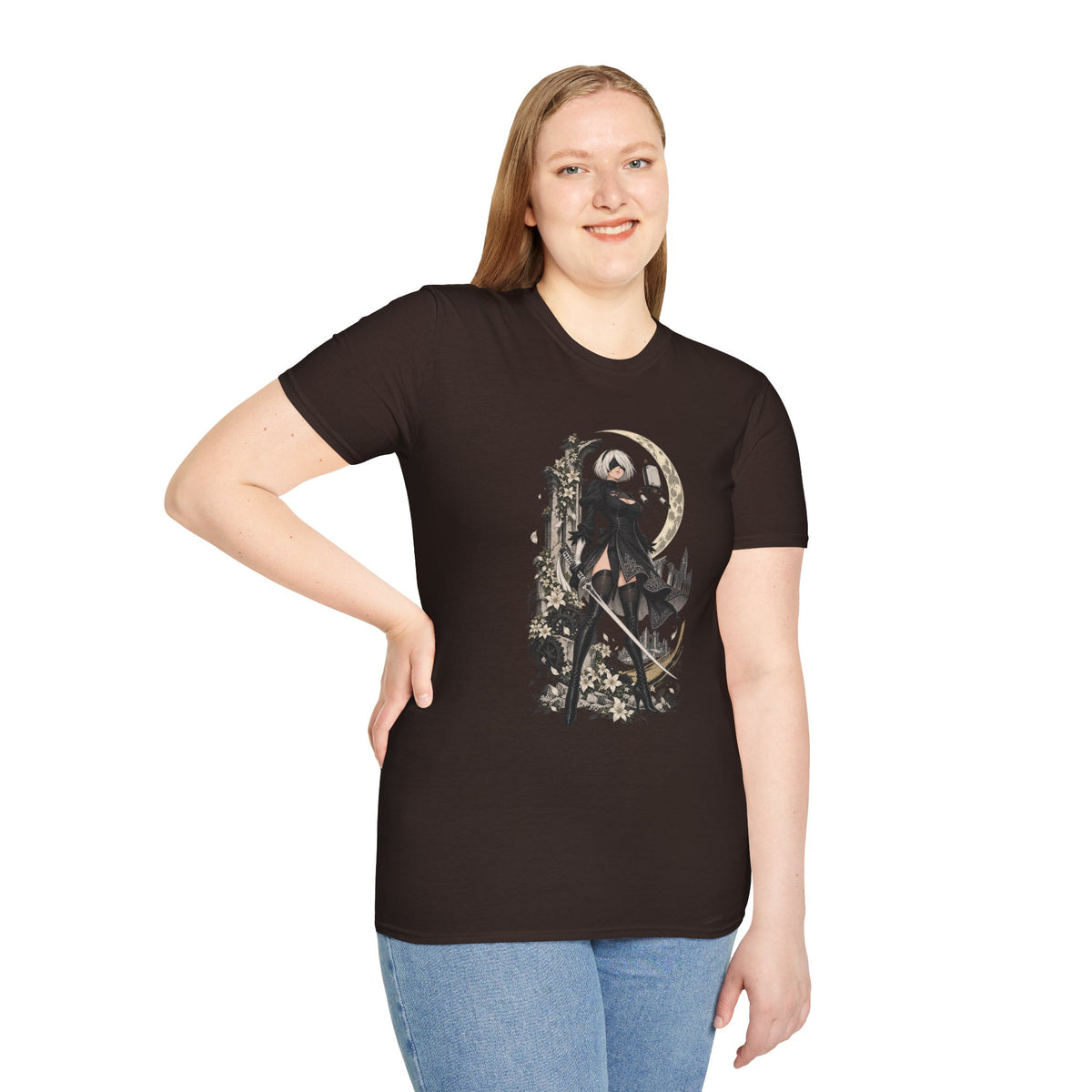 2B | Nie: Automata | Anime Gothic Warrior Moonlight Pin Up T-Shirt