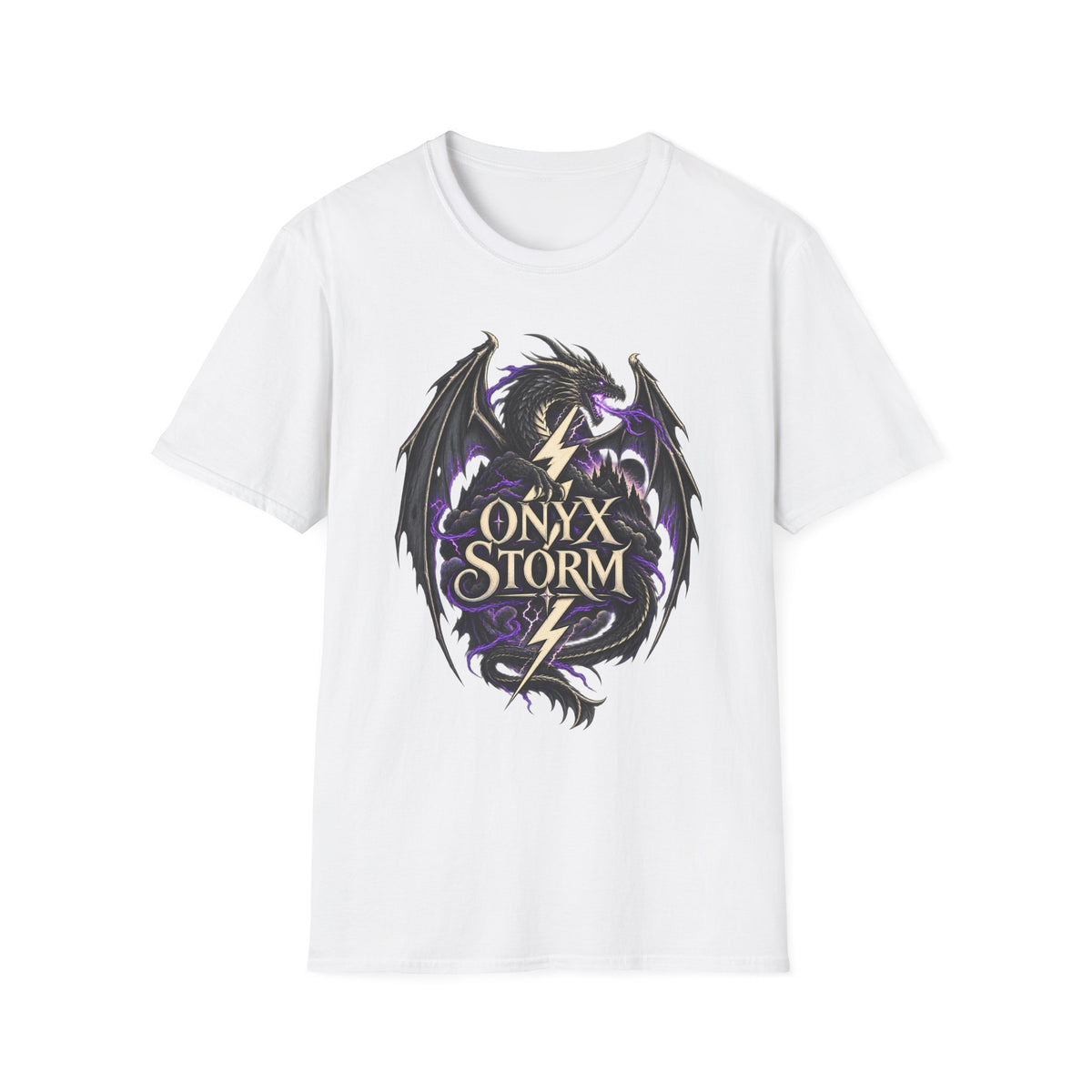 Onyx Storm Dragon T-Shirt | Book Inspired Gothic Lightning Fantasy Tee