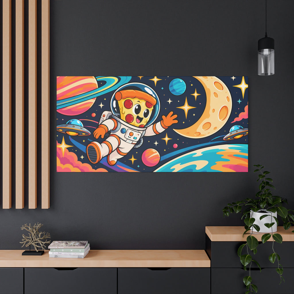Wall Art | Pizza Astronaut | Funny Space Food Cartoon Print