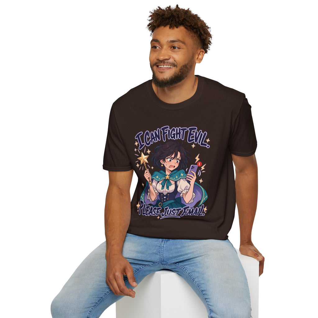 Working Witch | I Can Fight Evil, Please Just Email | Cute Anime T Shirt