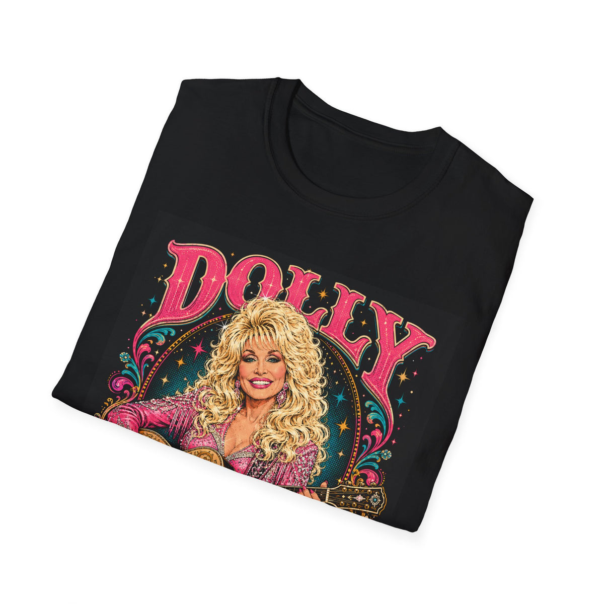 Country Music Graphic T-Shirt — "DOLLY" Retro Guitar Design