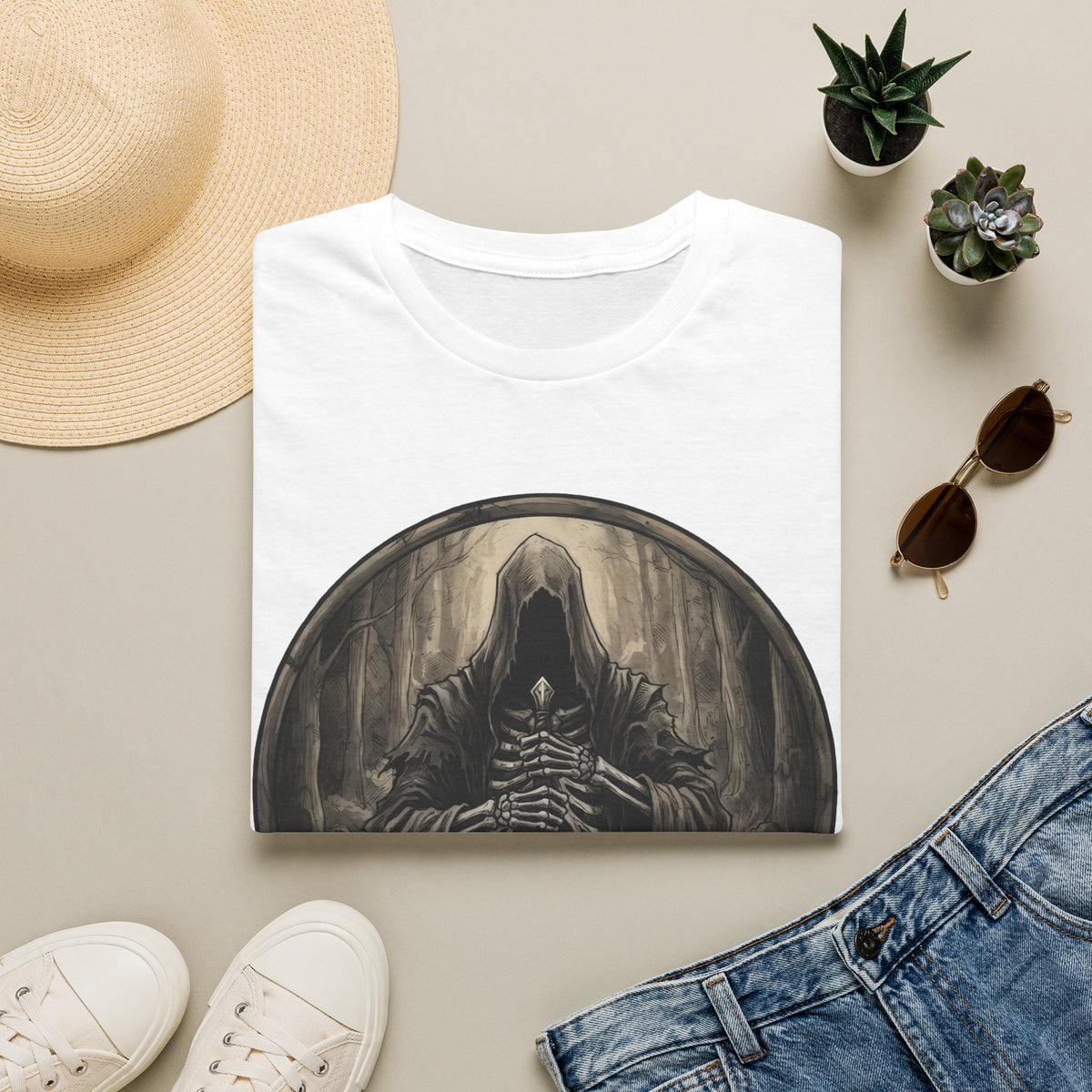 Grim Reaper Hooded Knight T-Shirt — Dark Fantasy Gothic Tee