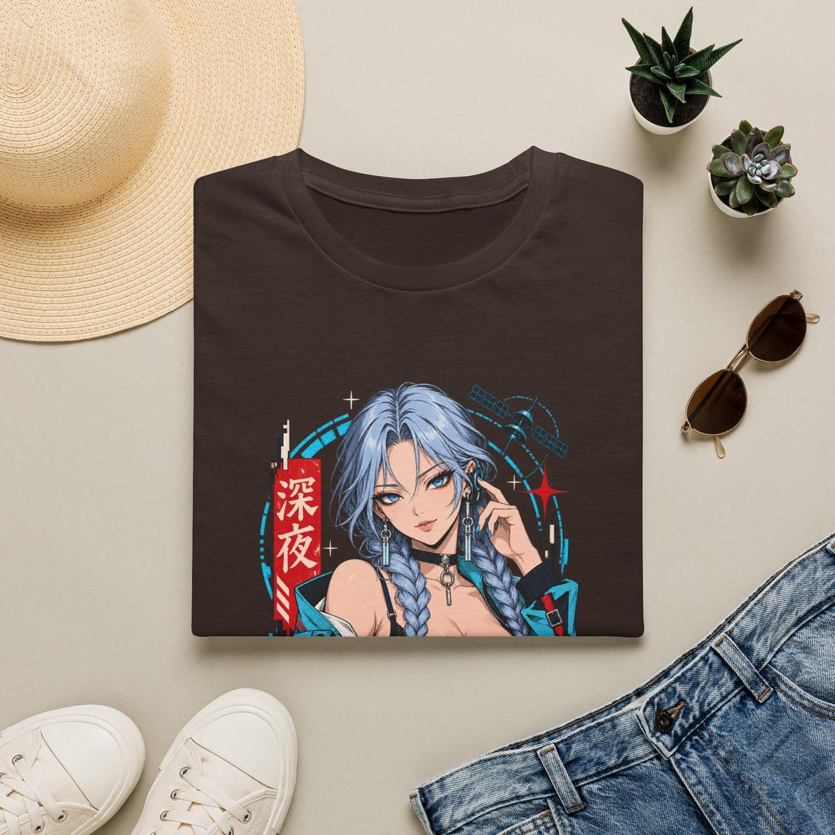 Ice | Sexy Anime Cyber Pin Up Girl Graphic T-Shirt