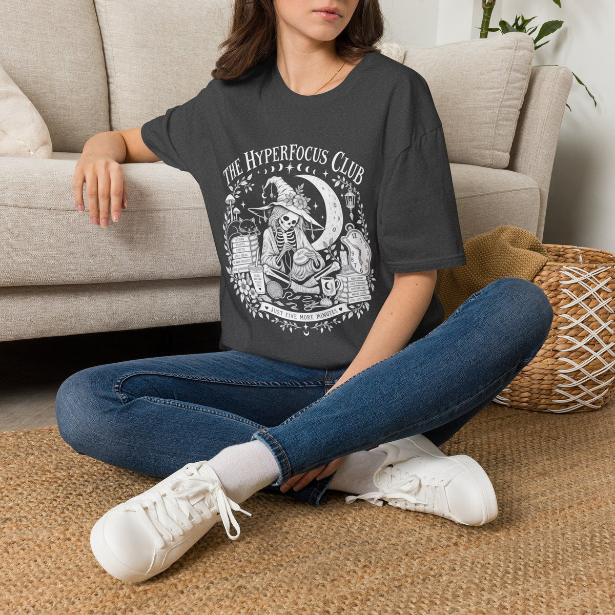 The Hyperfocus Club Shirt | ADHD | Neurodivergent | Witchy Skeleton Tee