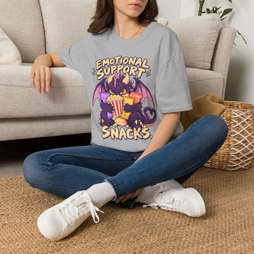 Emotional Support Snacks | Cute Dragon Eating Popcorn Anime Shirt