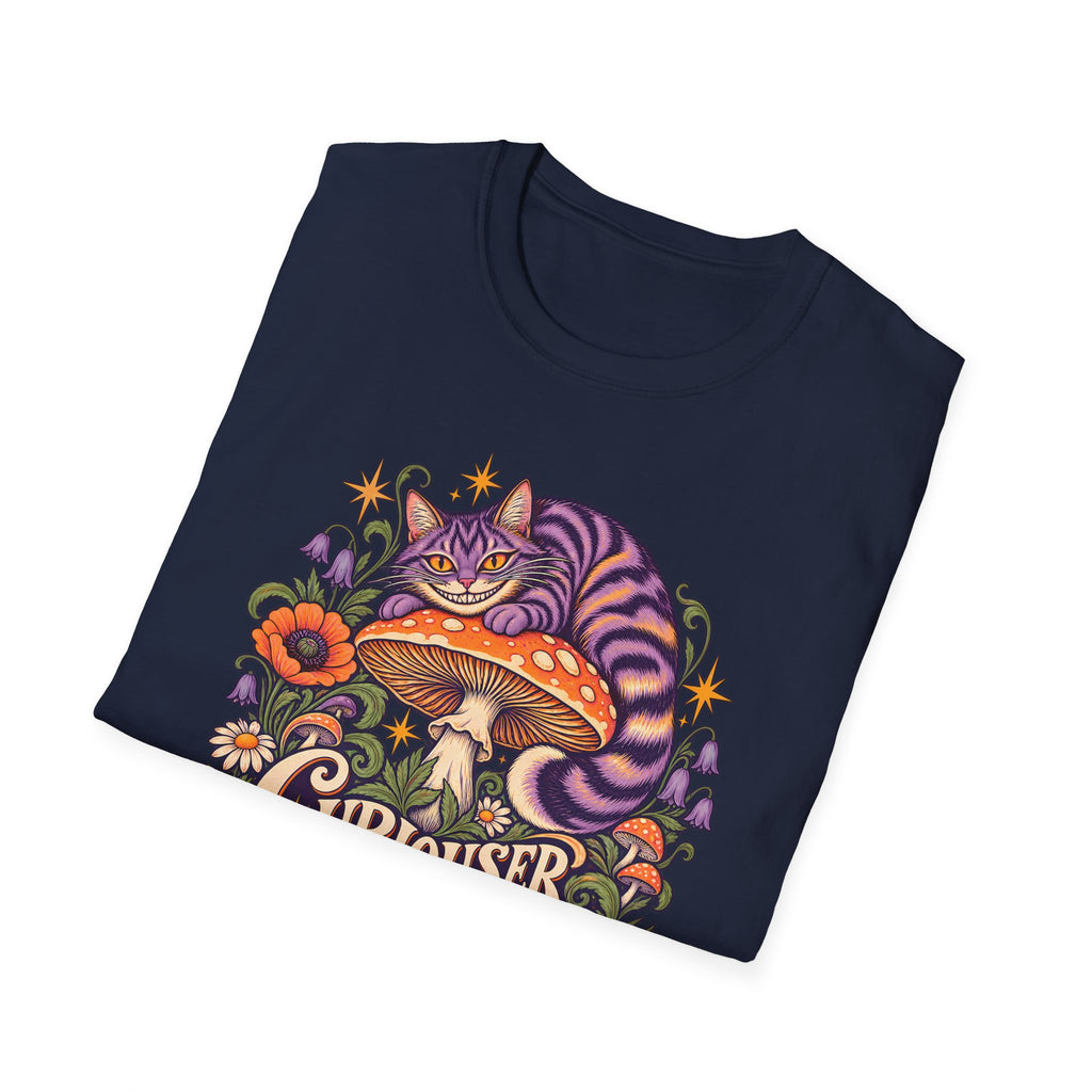 Cheshire Cat | Curiouser & Curiouser | Whimsical Mushroom Design Graphic Shirt