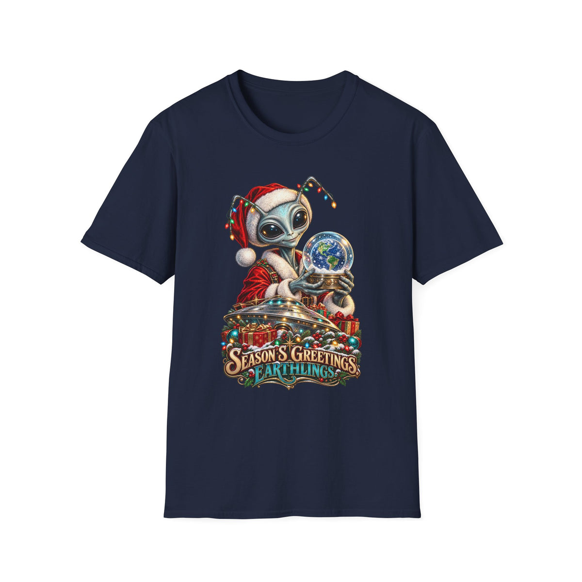 Christmas Alien T-Shirt | Season’s Greetings Earthlings Holiday Tee