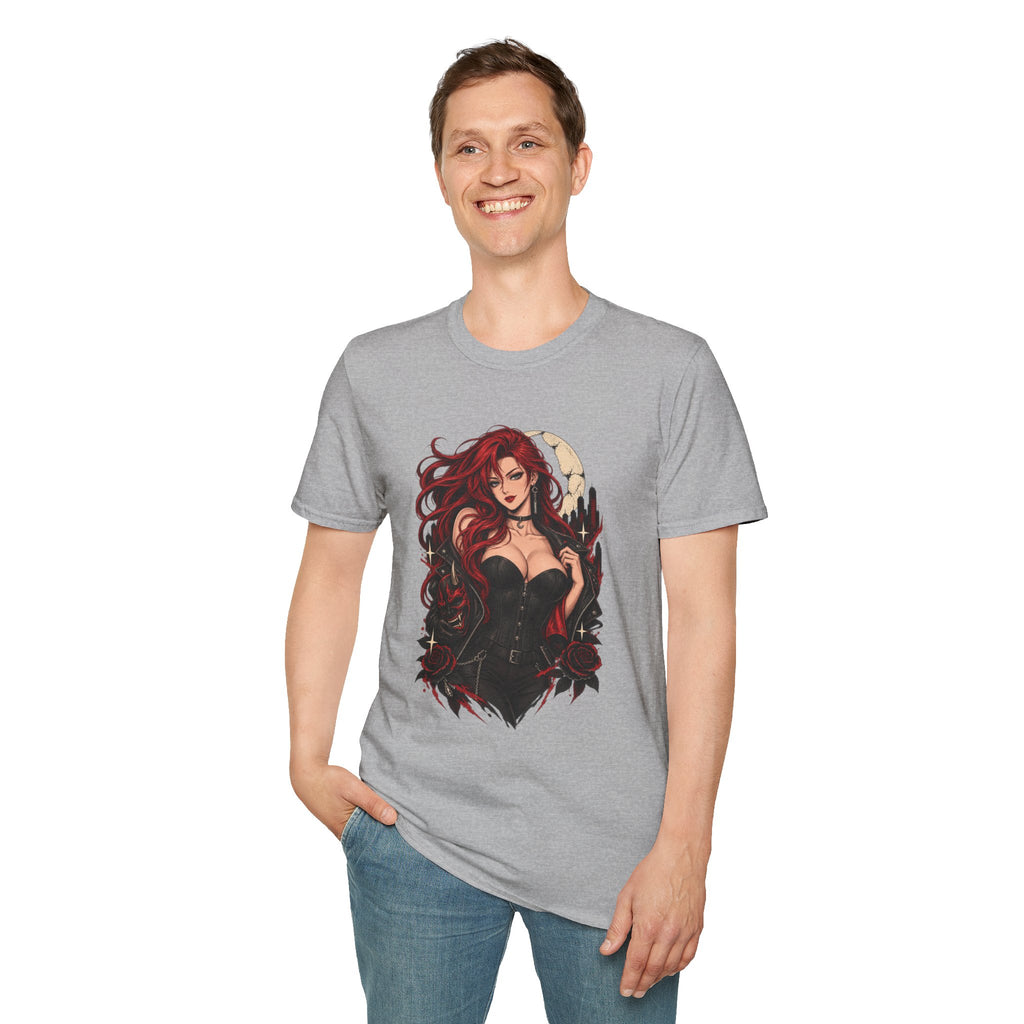 Crimson Dusk | Sexy Gothic Hannya Mask Pin up Woman T-Shirt