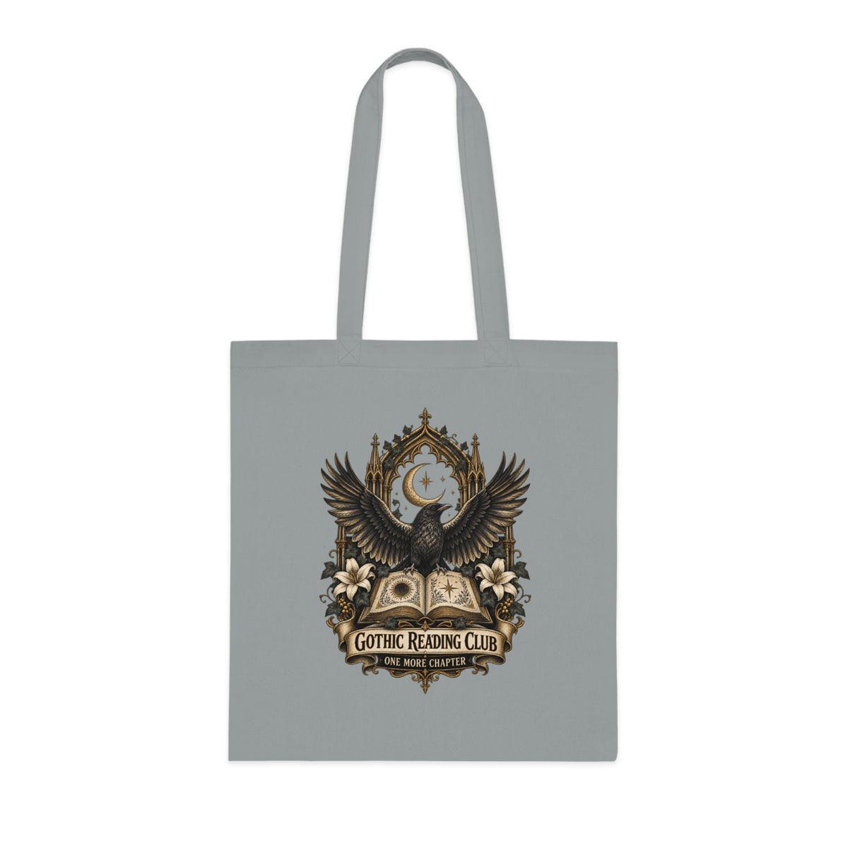 Gothic Reading Club Cotton Tote Bag Raven Book Lover Gift Dark Academia