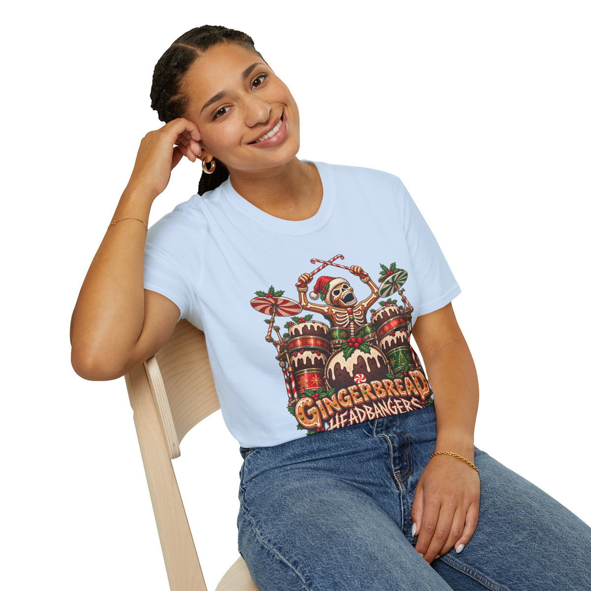 Gingerbread Headbangers | Drummer Christmas T-Shirt