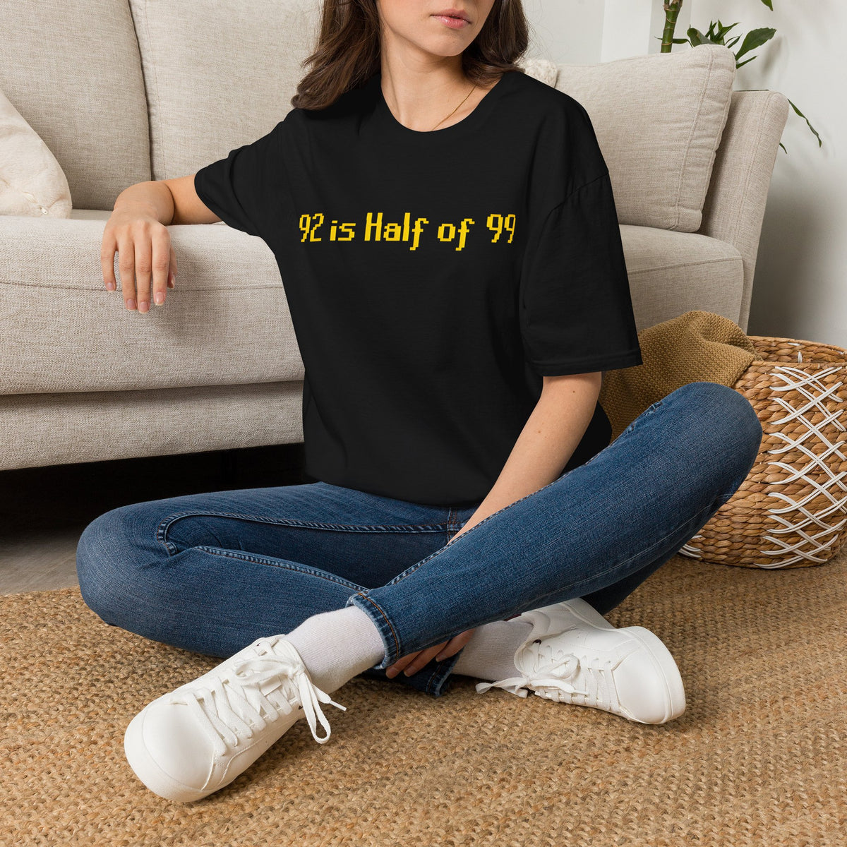 T-Shirt — "92 is Half of 99" Funny Math Gamer Joke Tee