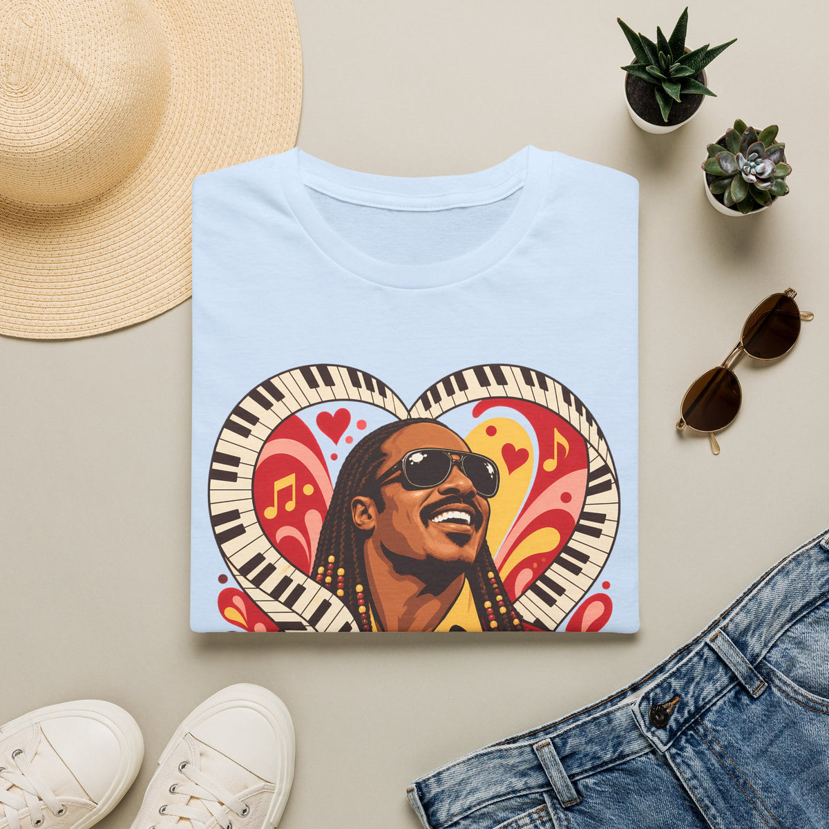 Stevie Wonder Heart Graphic T-Shirt