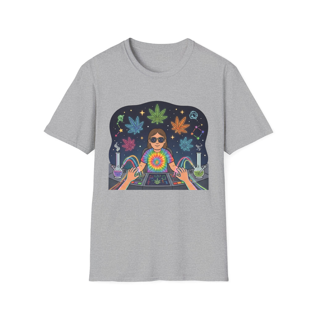 Psychedelic DJ Tee — Tie-Dye Vibes with Leaf Motif