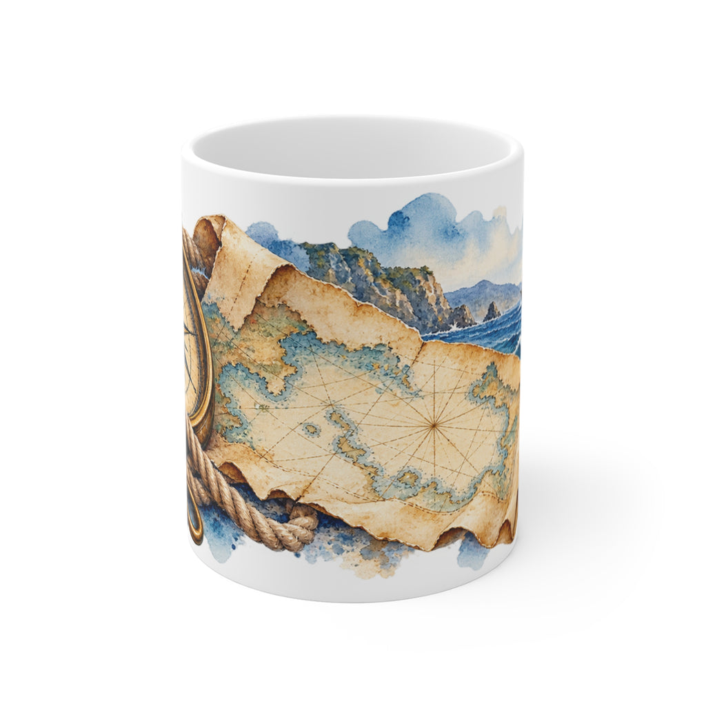 Nautical Compass Watercolour Mug | Maritime Navigation Design