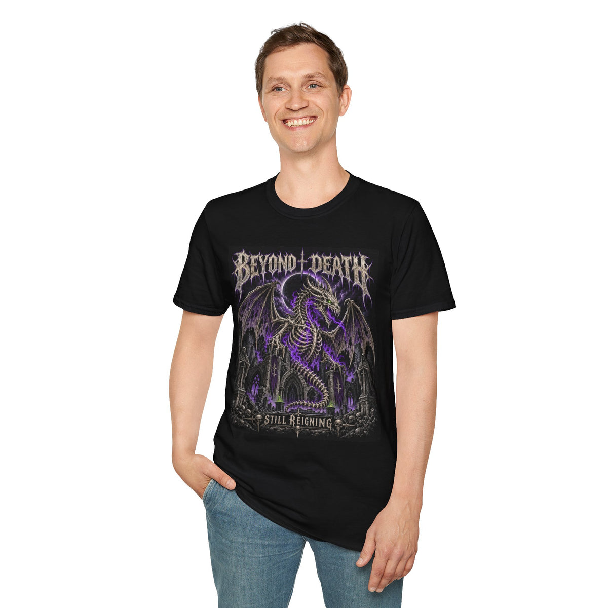 Beyond Death Dragon T‑Shirt — Gothic Purple Dragon Graphic Tee