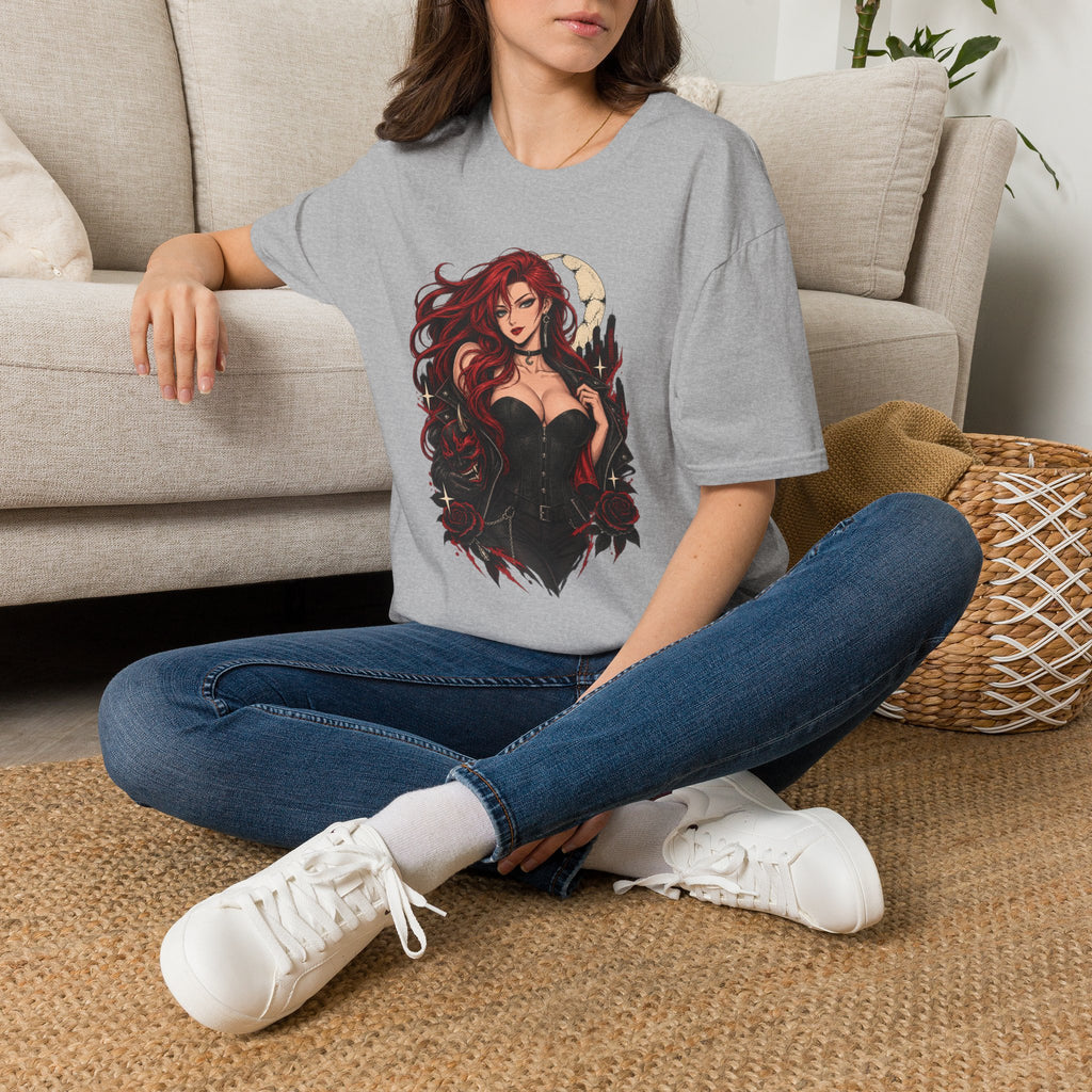 Crimson Dusk | Sexy Gothic Hannya Mask Pin up Woman T-Shirt