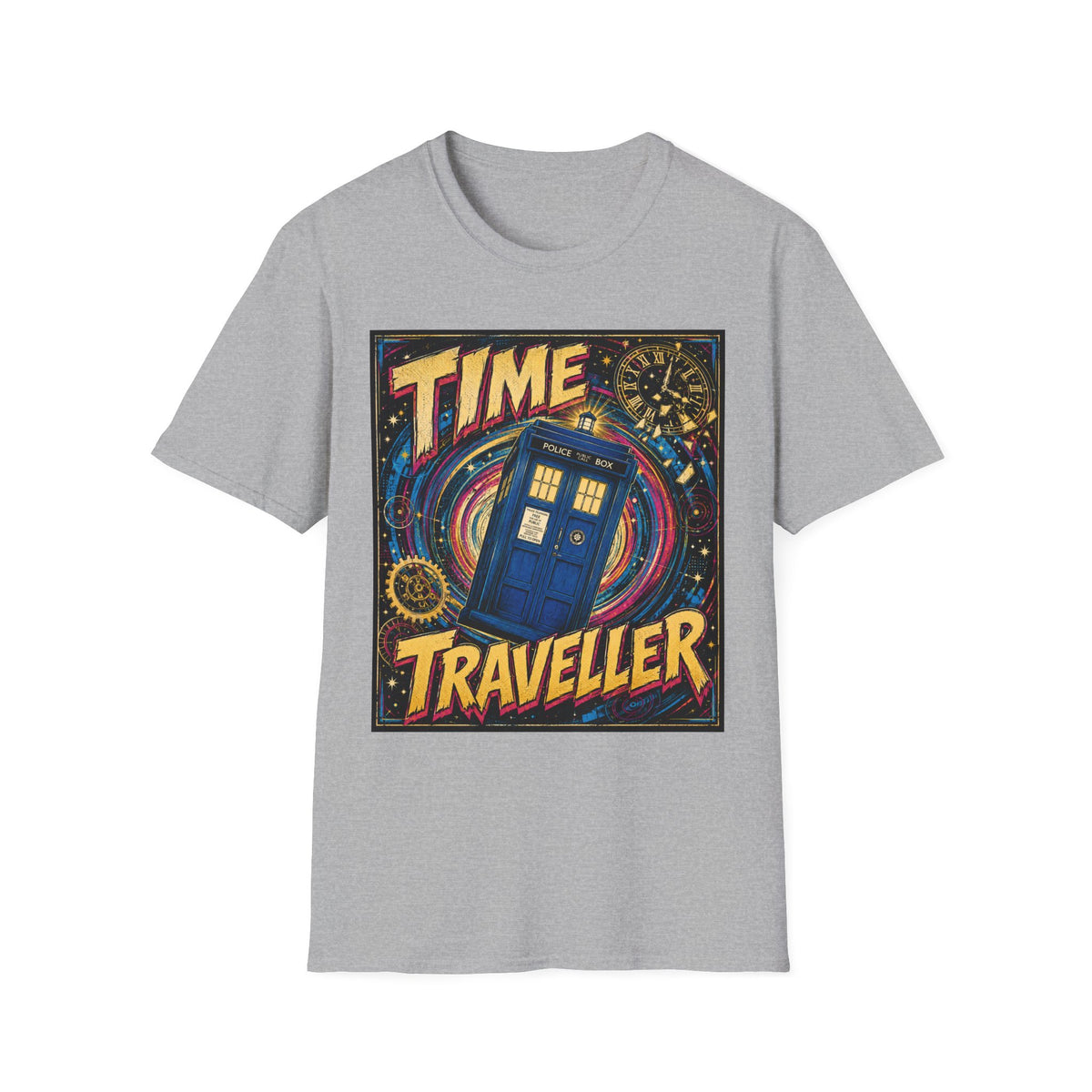 Time Traveller T-Shirt — Retro Space Police Box Graphic Tee