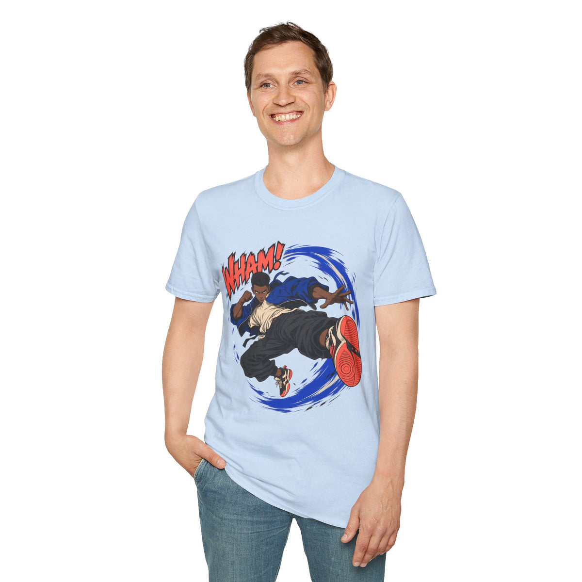 WHAM! | Anime Cartoon Ninja Kick Graphic T Shirt