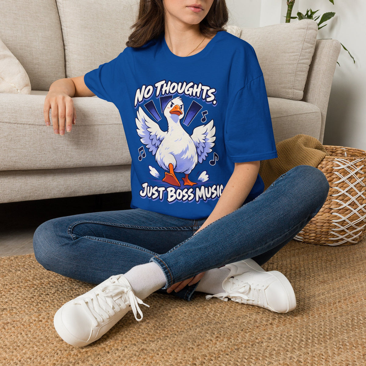 Cute Goose | No Thoughts, Just Boss Music T Shirt