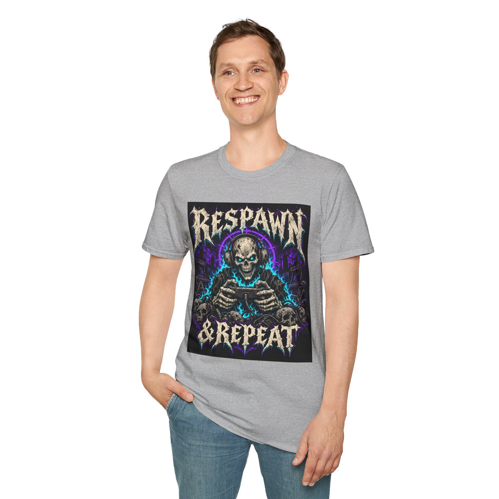 Respawn & Repeat T-Shirt — Skull Gamer Graphic Tee