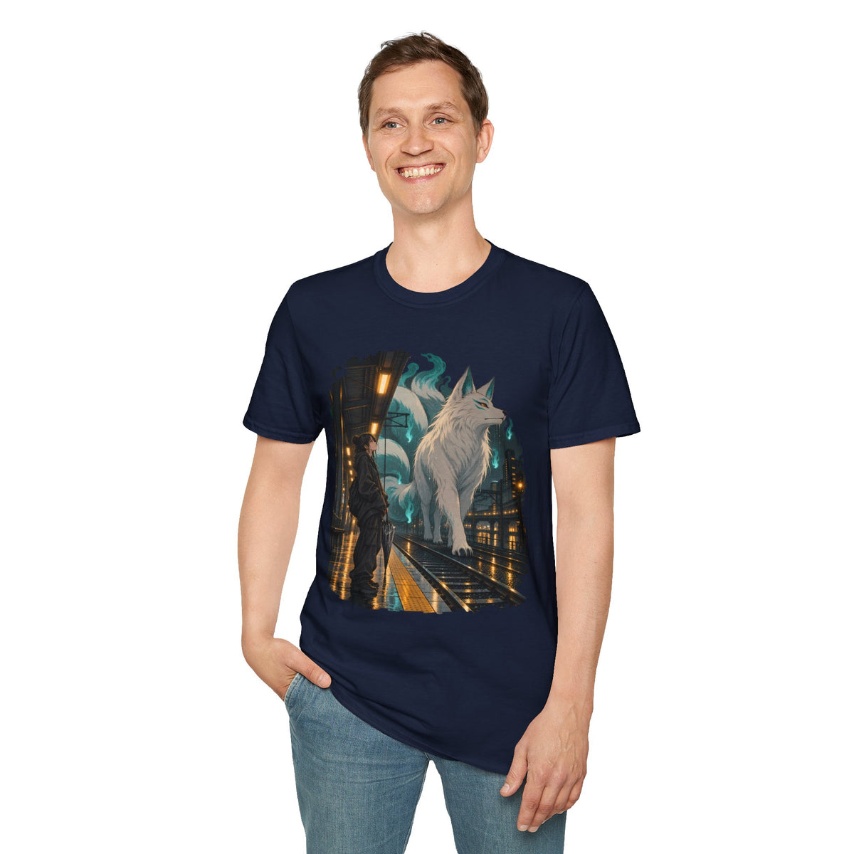 Wolf in the Rain | Last Train Home T-Shirt | Urban Nightscape Graphic Tee