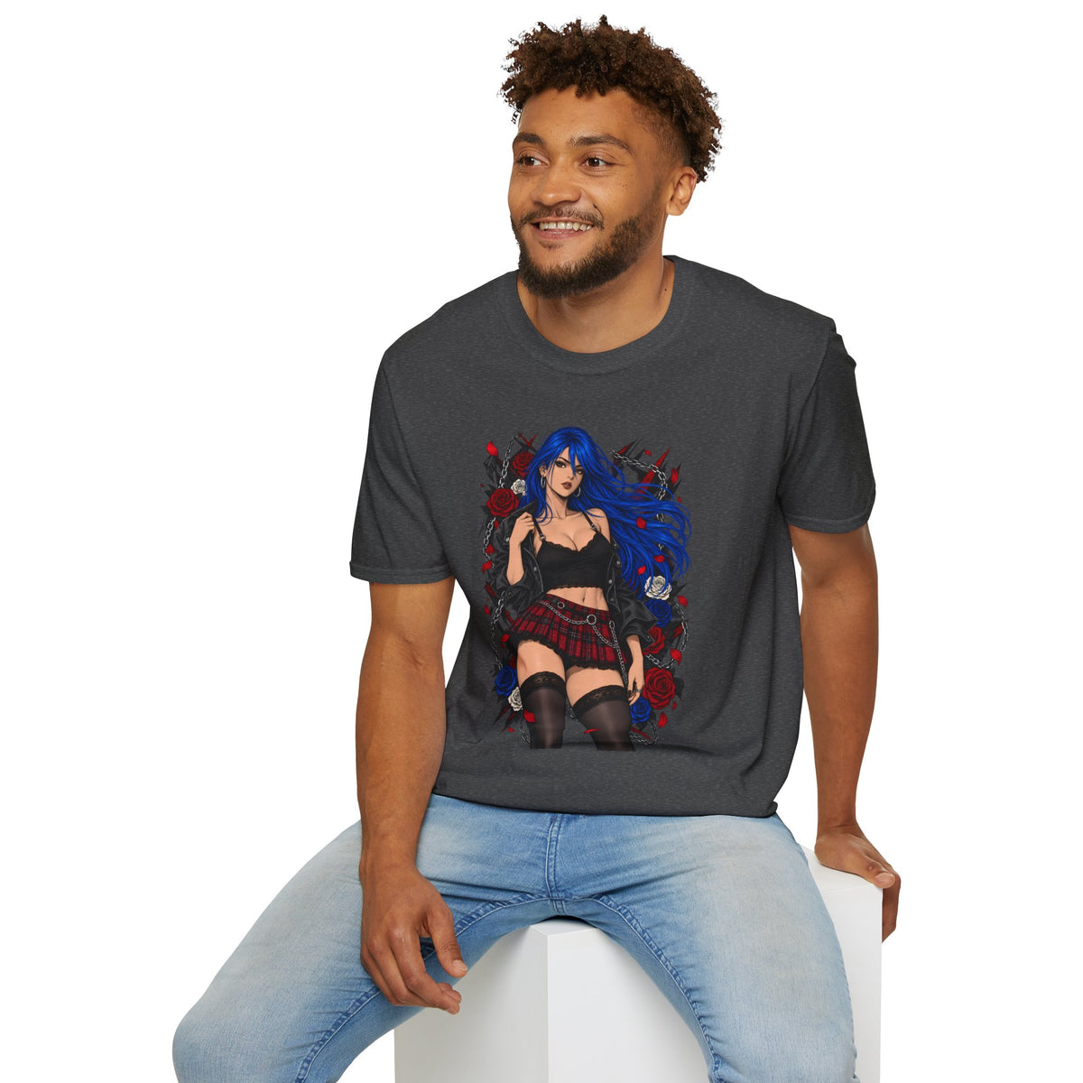 Blue Haired Rock Chick | Japanese Anime Style Pin-up Girl
