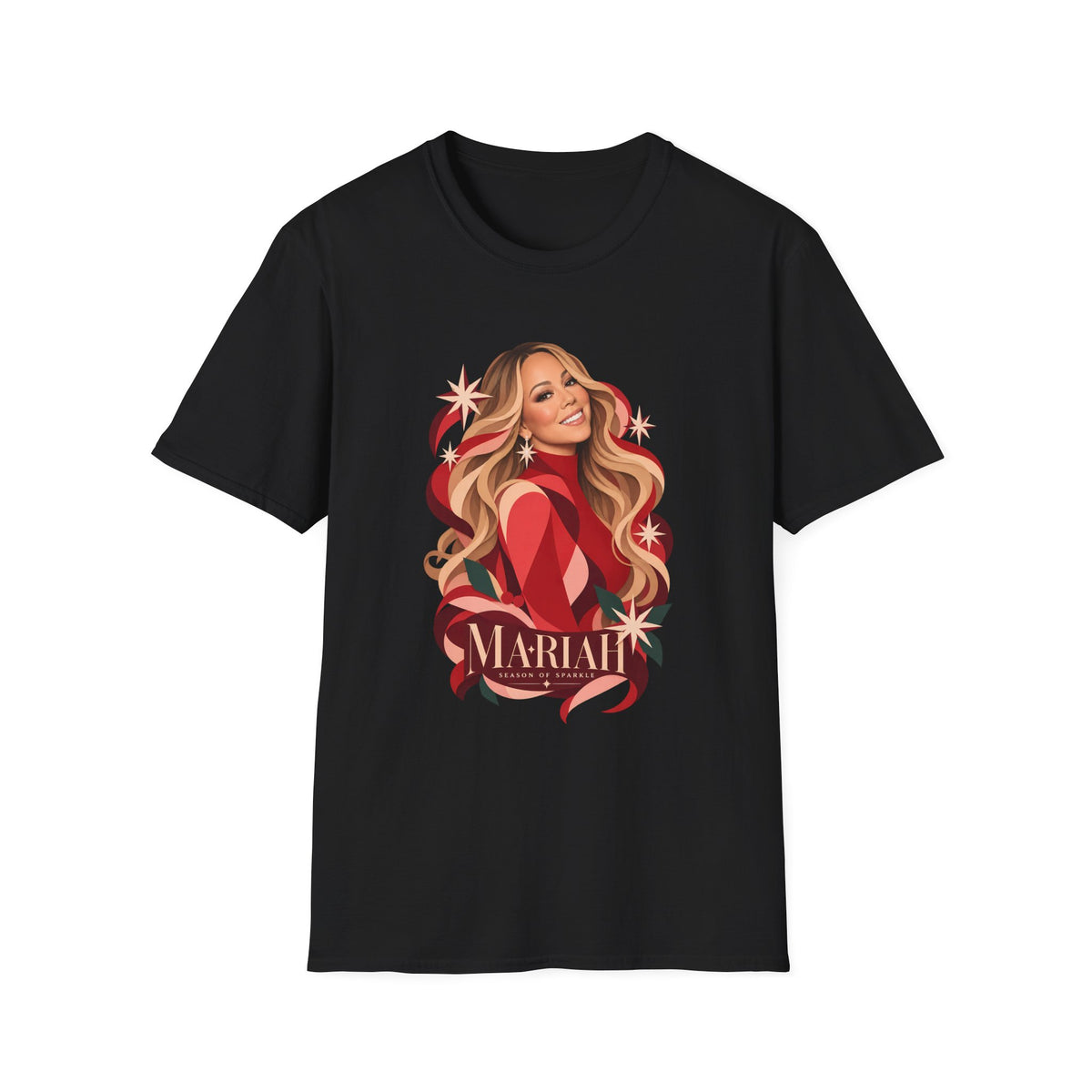 Mariah Carey | Holiday Diva Graphic Tee | Retro Red Star Portrait