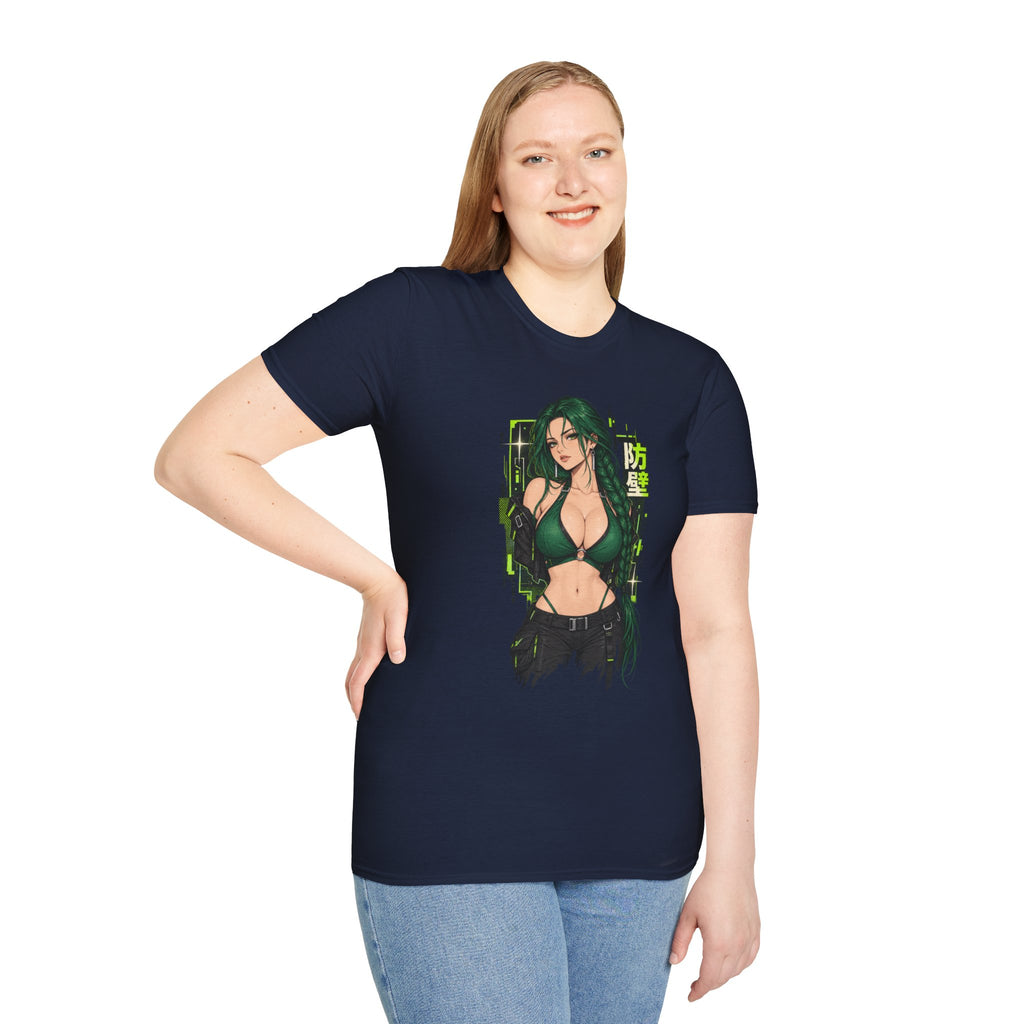 Jade | Anime Green-Haired Sexy Pin Up Girl Warrior Graphic Shirt
