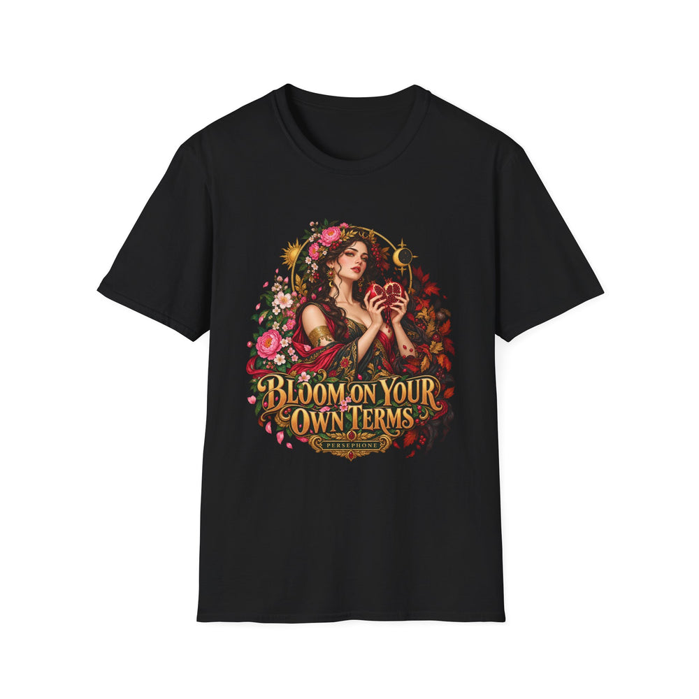 Persephone Greek Mythology T-Shirt, Goddess Pomegranate Bloom on Your Own Terms