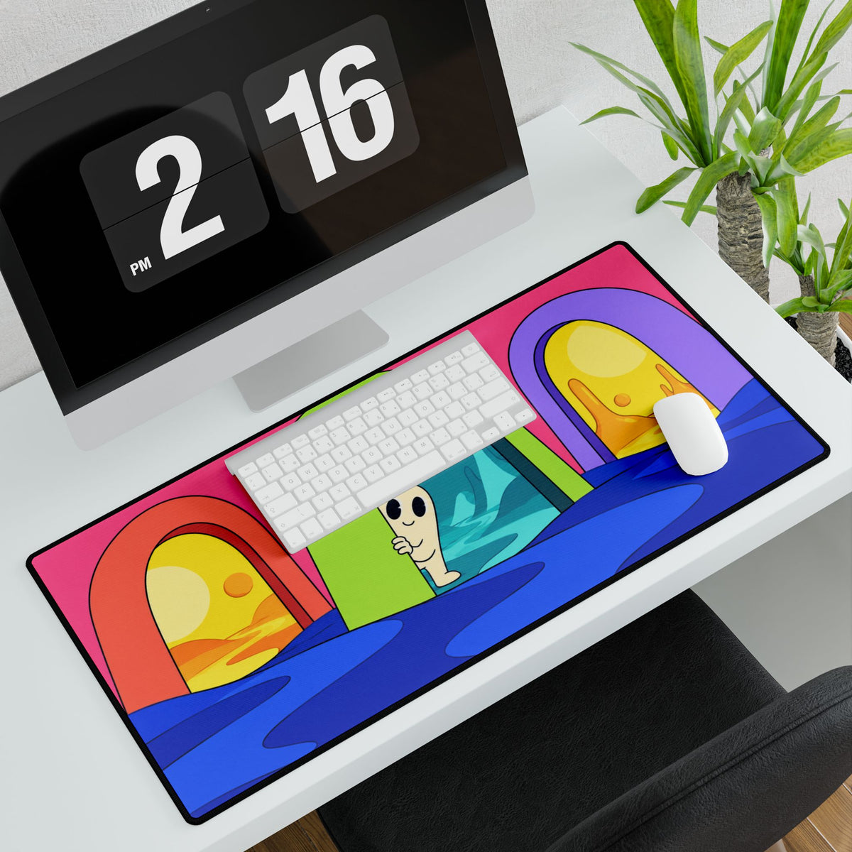 Colorful Alien Portal Desk Mat — Playful Gaming & Office Mousepad