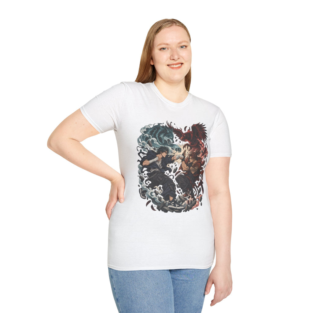 Yin Yang | Wolf Demon vs Phoenix | Japanese Anime Ninja T Shirt