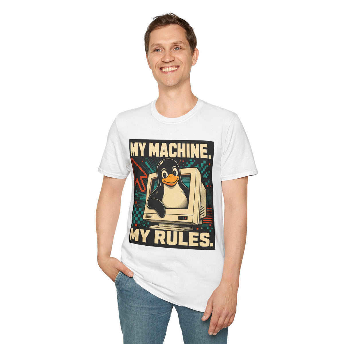 Retro Tux Penguin Tee — "My Machine, My Rules" Vintage Computer T-Shirt