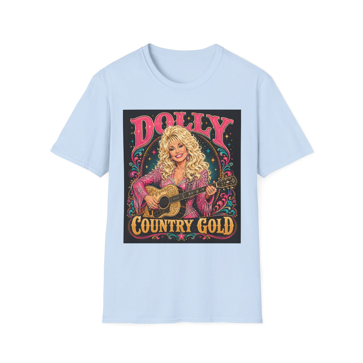Country Music Graphic T-Shirt — "DOLLY" Retro Guitar Design