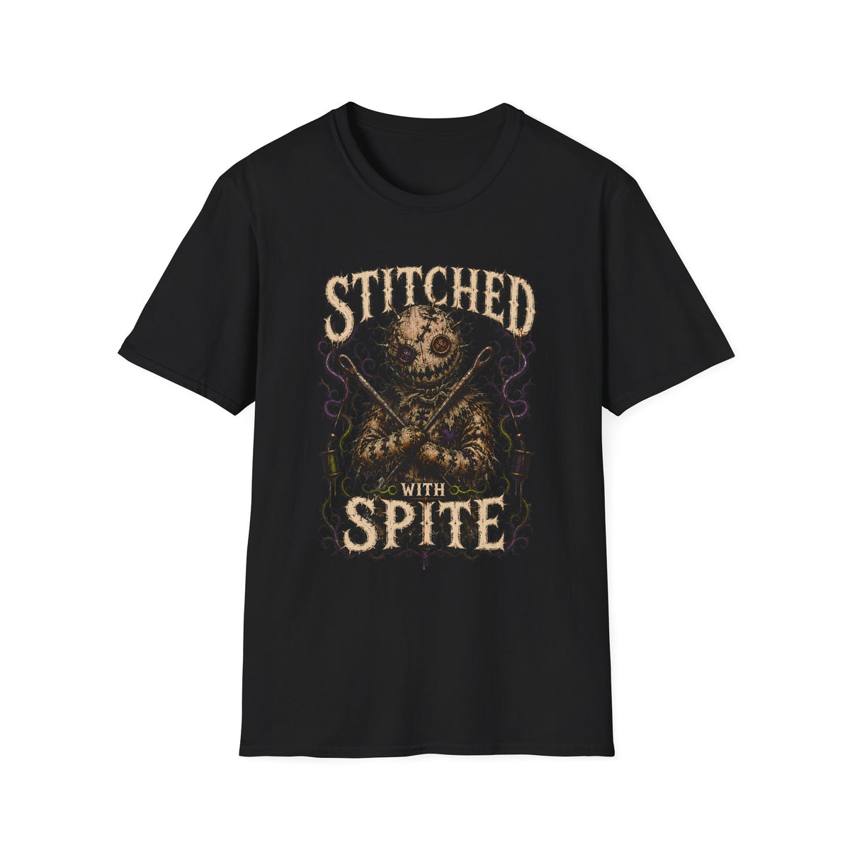 Stitched With Spite Knitting / Crochet T-Shirt - Gothic Voodoo Patchwork Tee