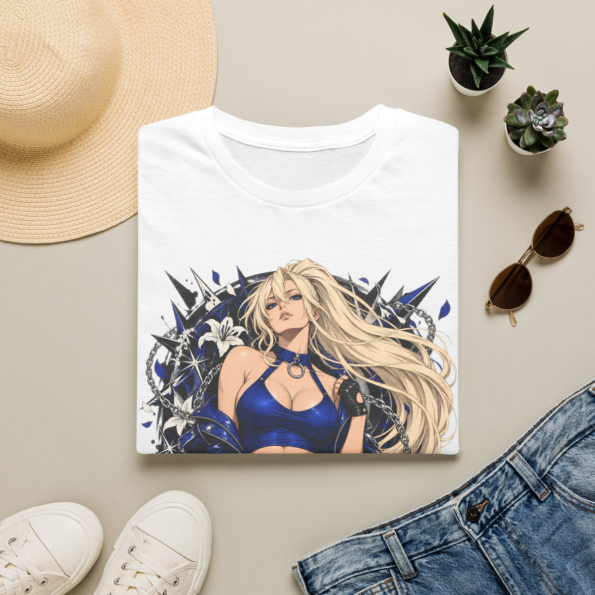 Electric Girl | Japanese Anime | Blonde Bombshell Pin Up Graphic Shirt