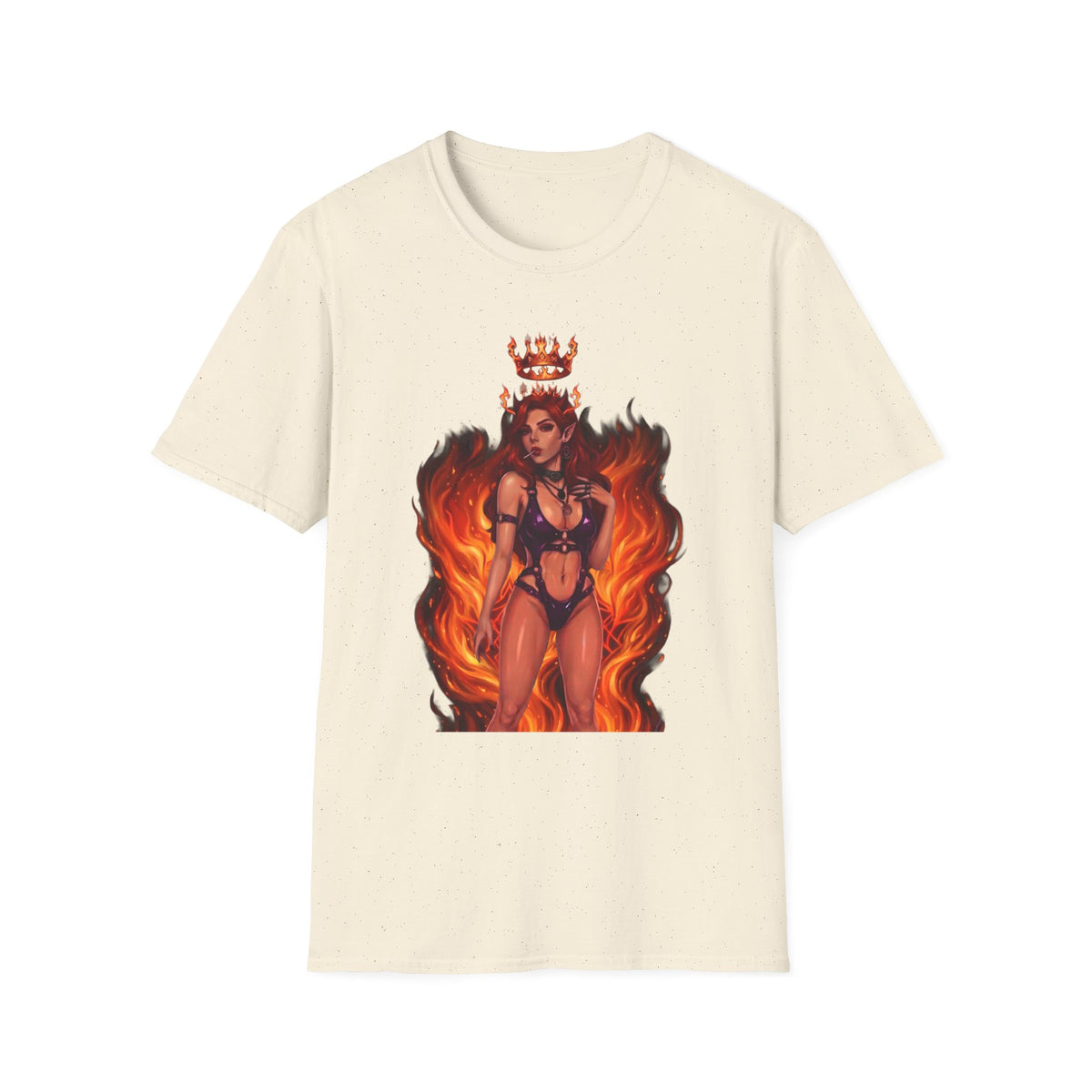 Flaming Witch Queen Graphic T-Shirt - Fire Witch Illustration Tee
