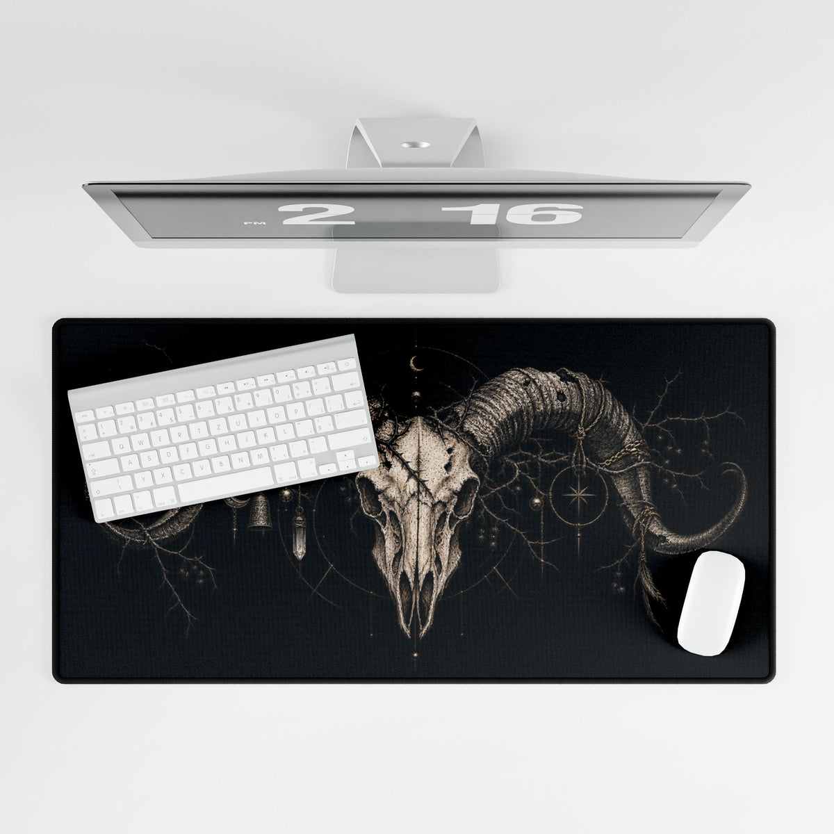 Mouse Mat | Ram Skull | Gothic, Dark Occult Office Desk Mat
