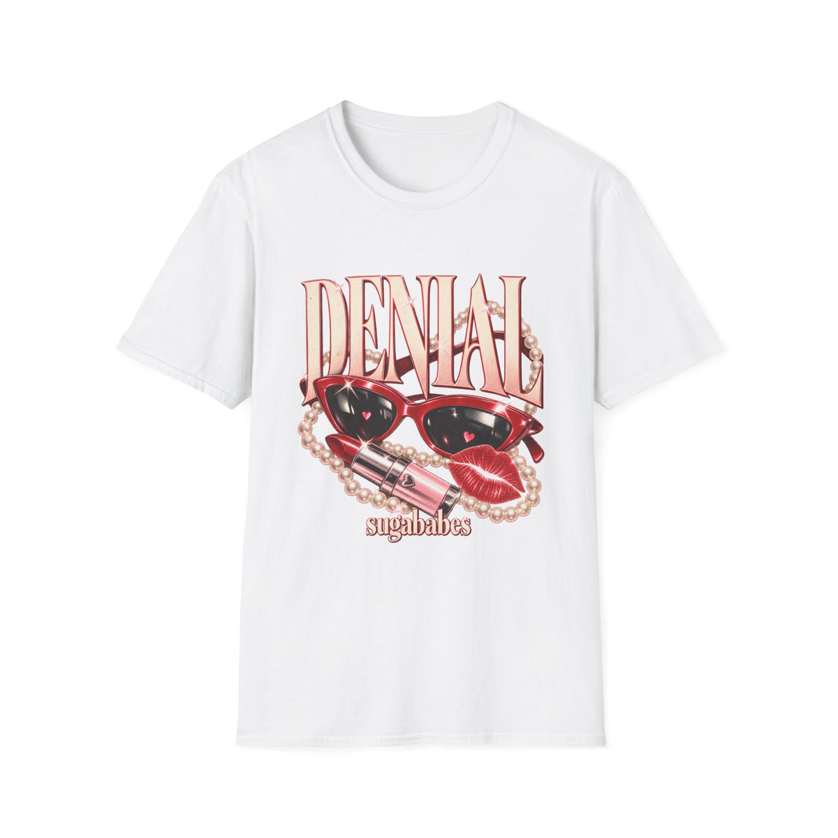 Denial | Sugababes | Retro Sunglasses & Lipstick Design Graphic T-Shirt