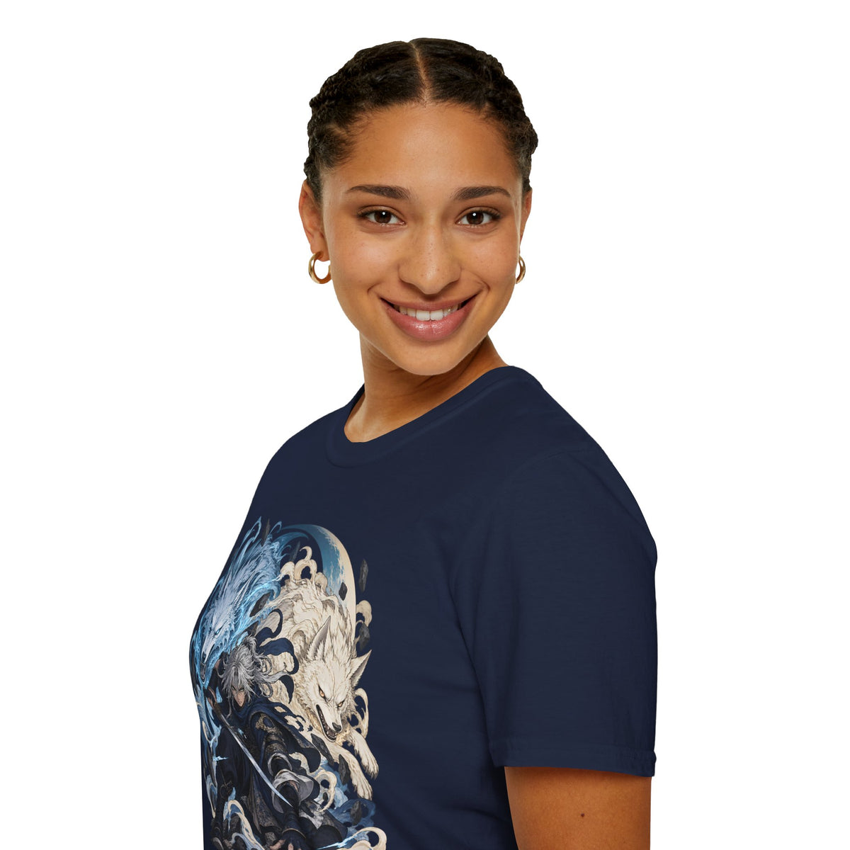 Wolf Spirit T-Shirt | Japanese Samurai | Yin Yang Blue & White Wolves Graphic Tee