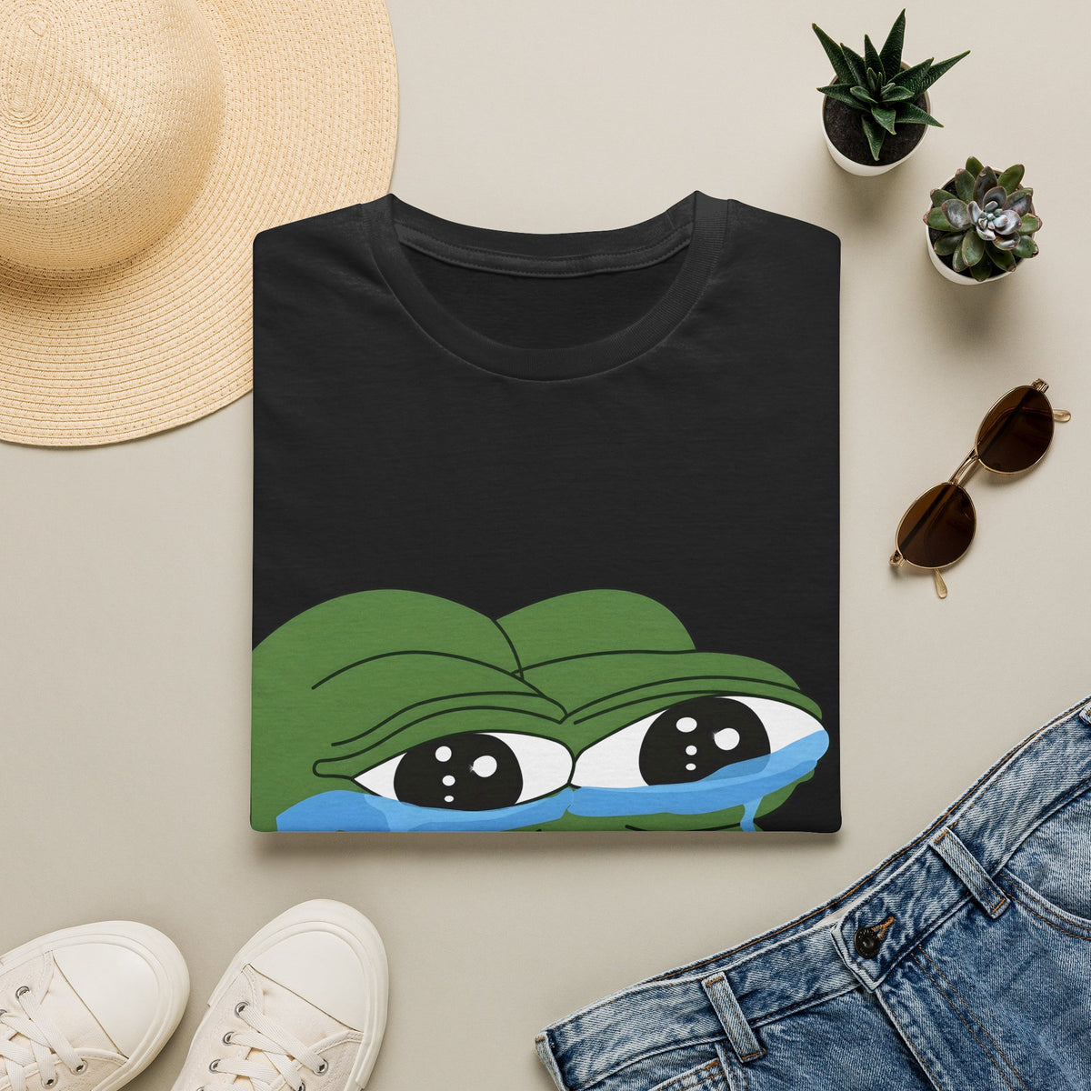 Pepe Crying Face T-Shirt — Meme Graphic Tee