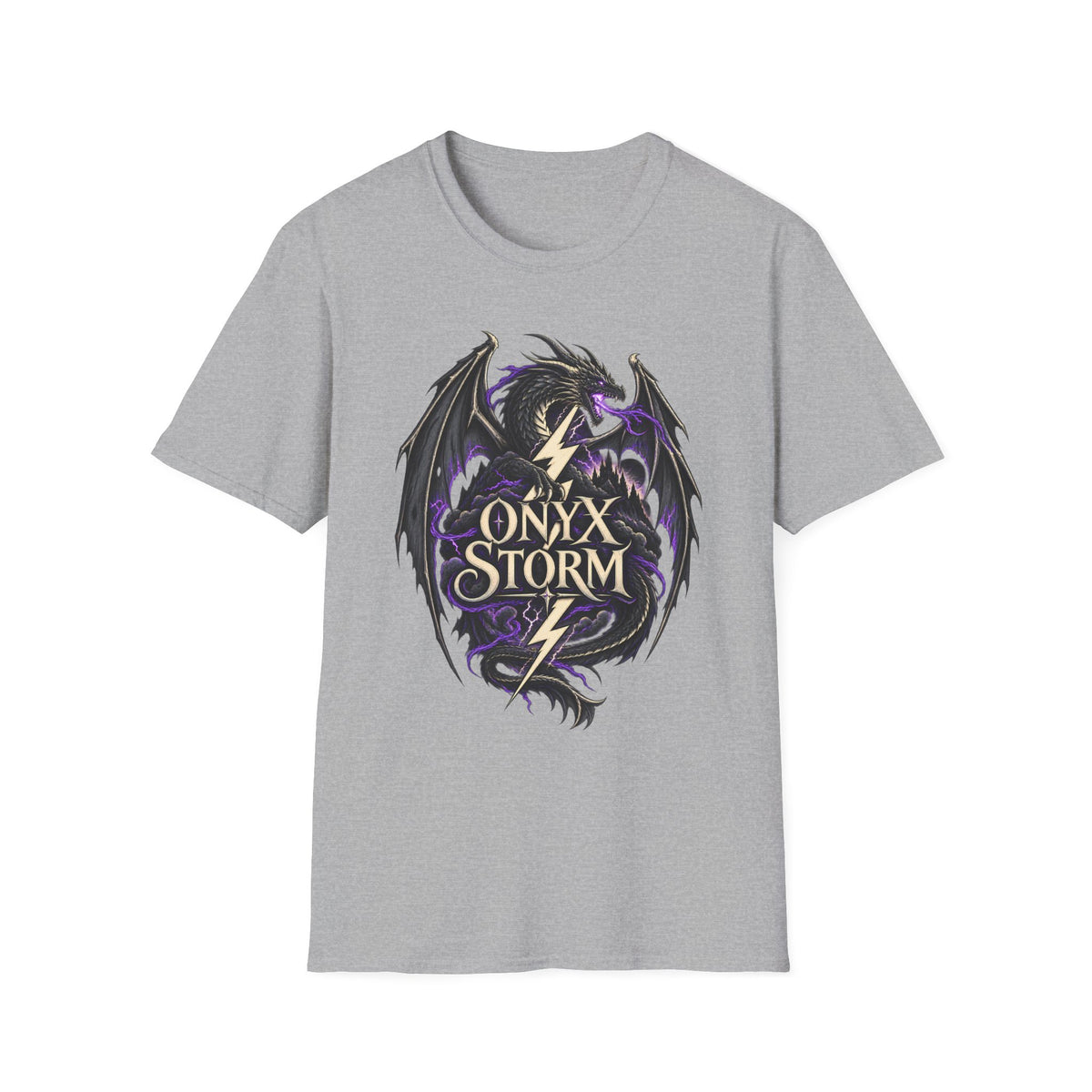Onyx Storm Dragon T-Shirt | Book Inspired Gothic Lightning Fantasy Tee