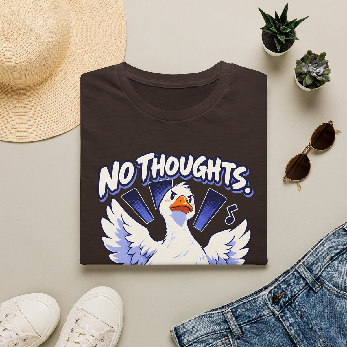 Cute Goose | No Thoughts, Just Boss Music T Shirt