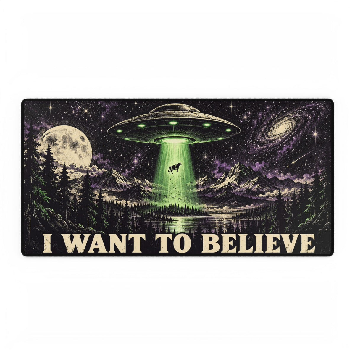I Want to Believe UFO | Alien Abduction Gaming/Work Desk Pad