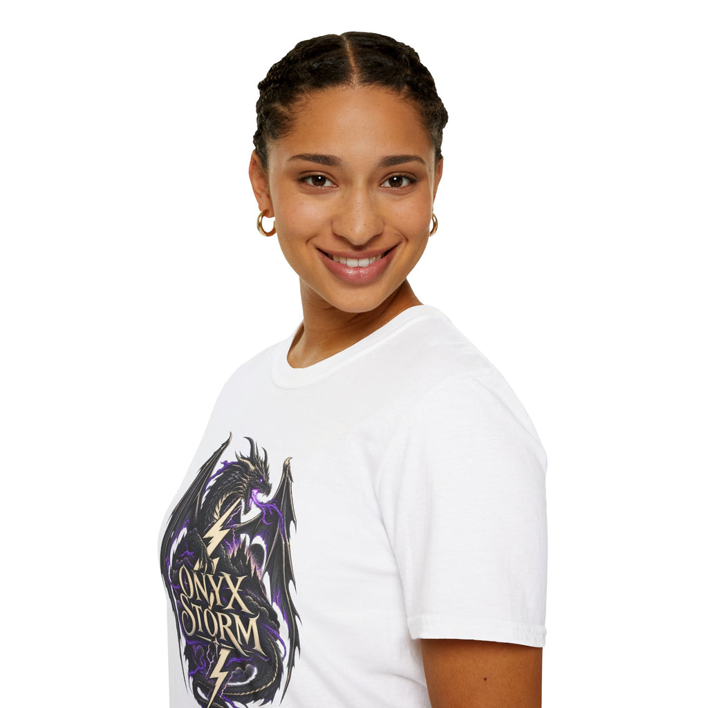 Onyx Storm Dragon T-Shirt | Book Inspired Gothic Lightning Fantasy Tee