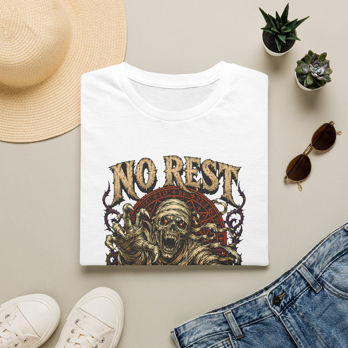 "No Rest for the Rotten" Halloween Zombie Graphic T-Shirt