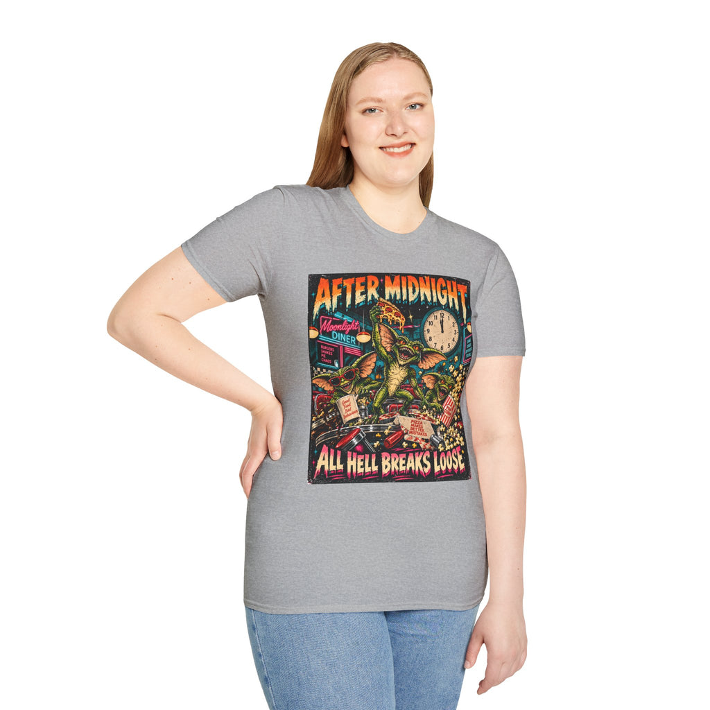 After Midnight Gremlin Tee — "All Hell Breaks Loose" Retro Horror T-Shirt