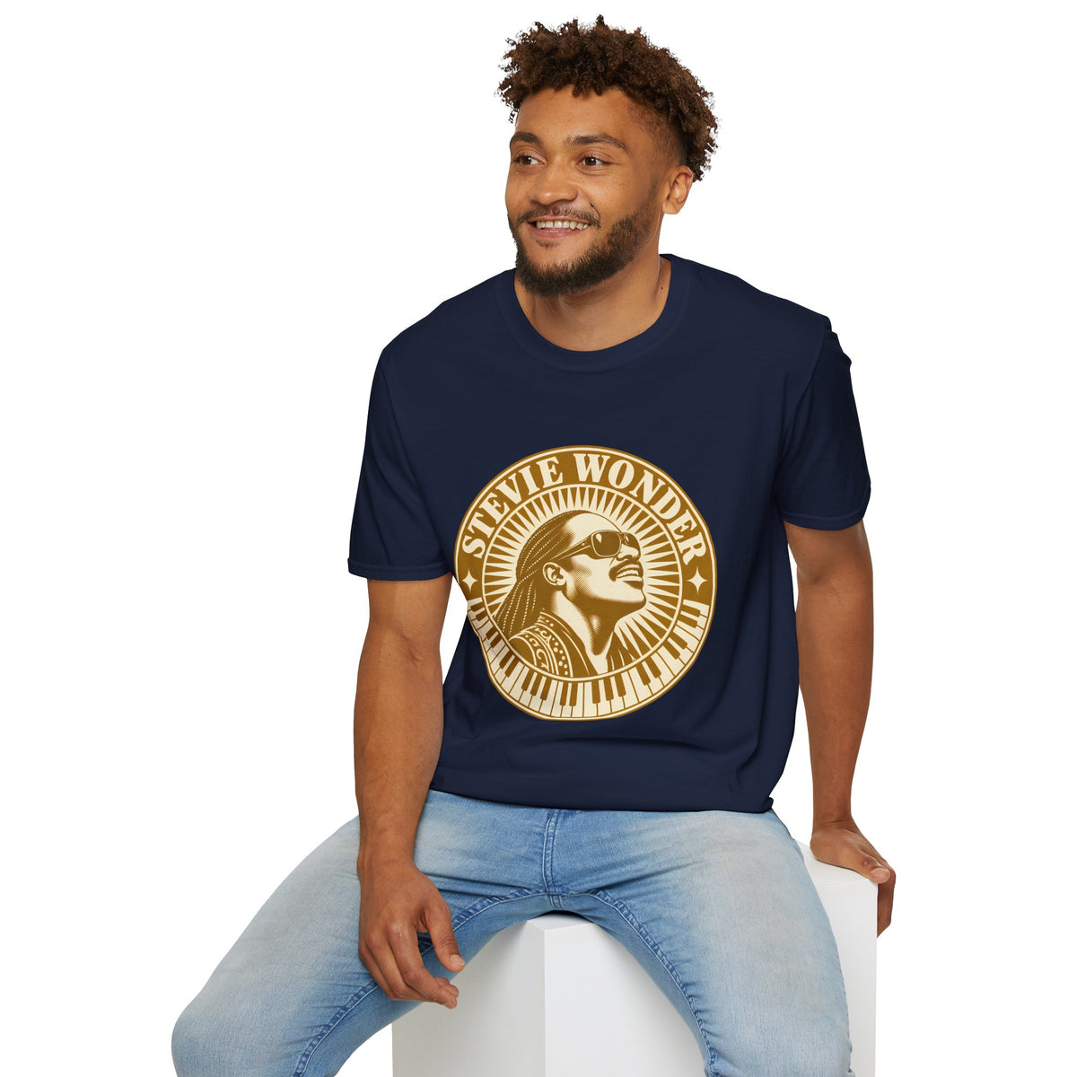 Stevie Wonder Graphic T-Shirt - Vintage Gold Portrait Tee
