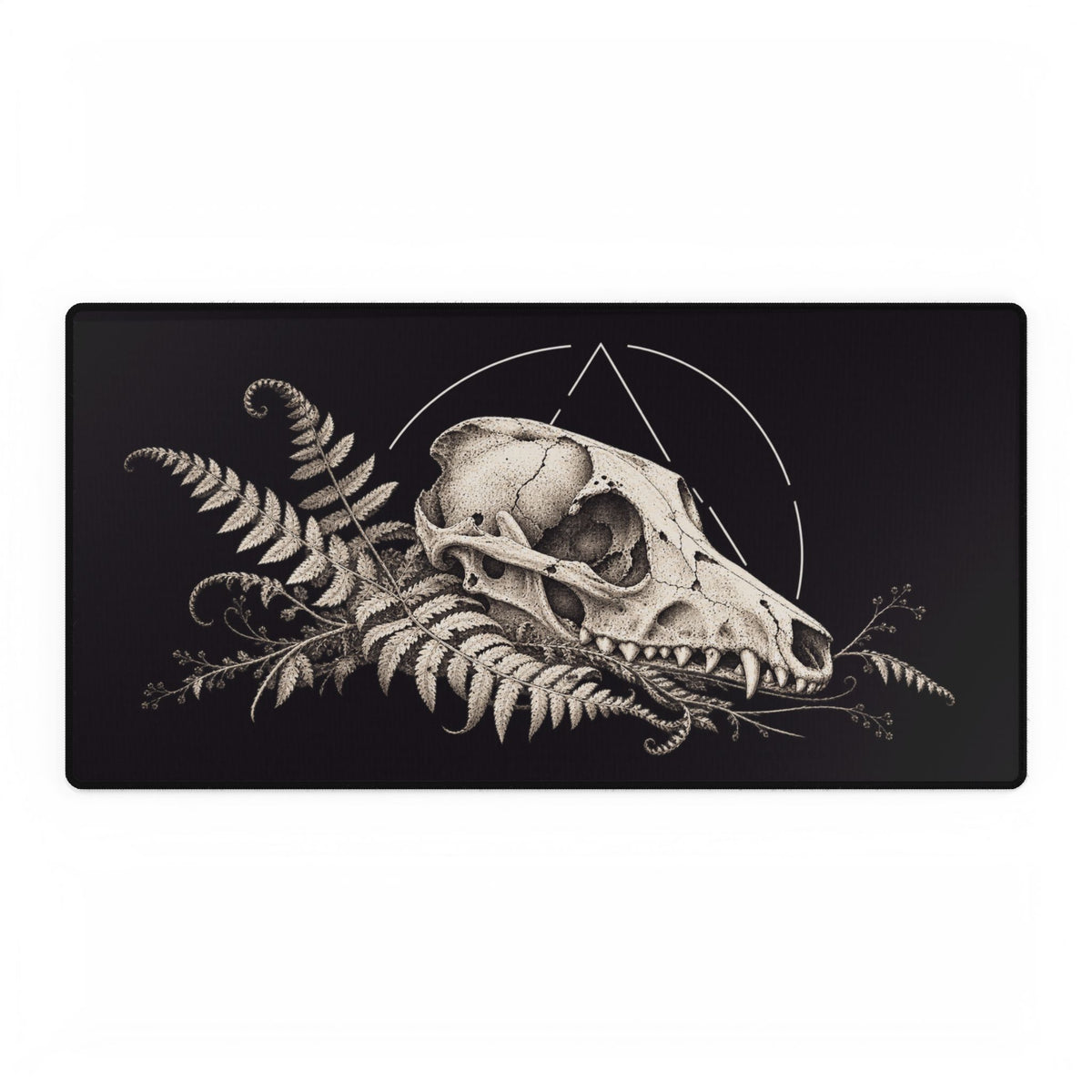 Skull & Fern Desk Mat | Gothic Animal Skull Mousepad for Desk